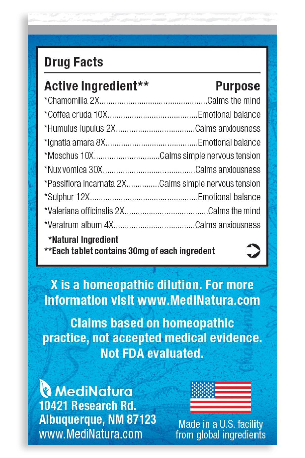 MediNatura WellMind Natural Calming Remedy Helps Ease Stress, Tension & Nervousness - 10 Homeopathic Soothing Botanicals Help Ca
