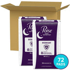 Poise Incontinence Pads & Postpartum Overnight Incontinence Pads, 8 Drop Extra Coverage, 72 Count (2 Packs of 36), Packaging May