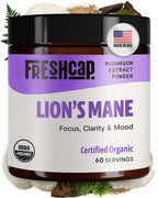 FreshCap Lions Mane Supplement Powder - Ayurveda, Mushrooms for Memory & Immunity (60 Grams)
