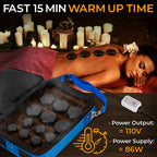 Portable Massage Stone Warmer Set - Electric Spa Hot Stones Massager and Heater Kit with 6 Large and 6 Small Round Shaped Basalt