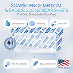 Advanced Medical Grade Silicone Scar Patches, 12 Reusable 3'' Water-Resistant Silicone Scar Strips for Newly Healed Wounds and O