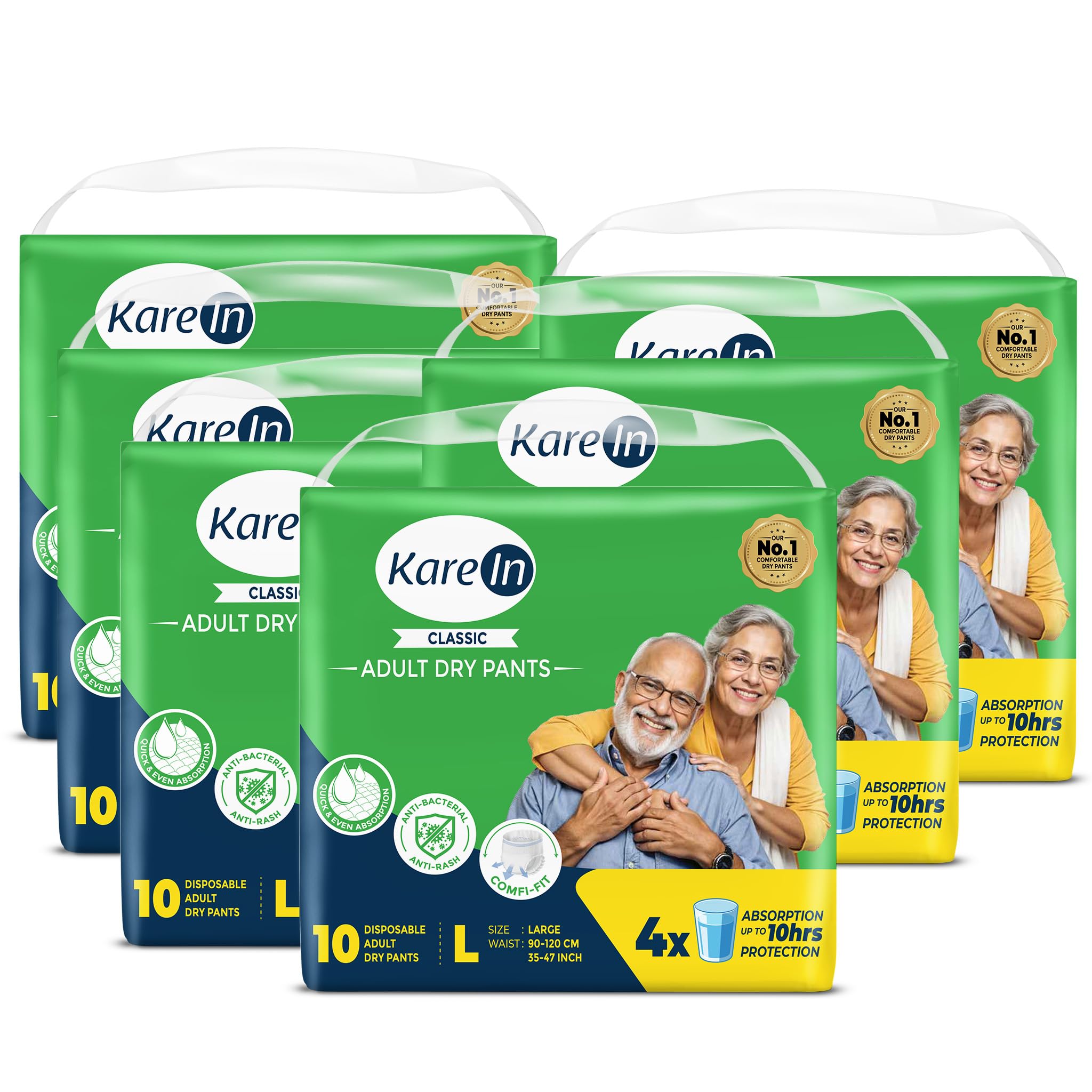 Karein Classic Adult Diaper Pant L Size, Large, Waist (90120 Cm 3547), 60 Unit, Long Protection Hour, Unisex, Quick & Even A