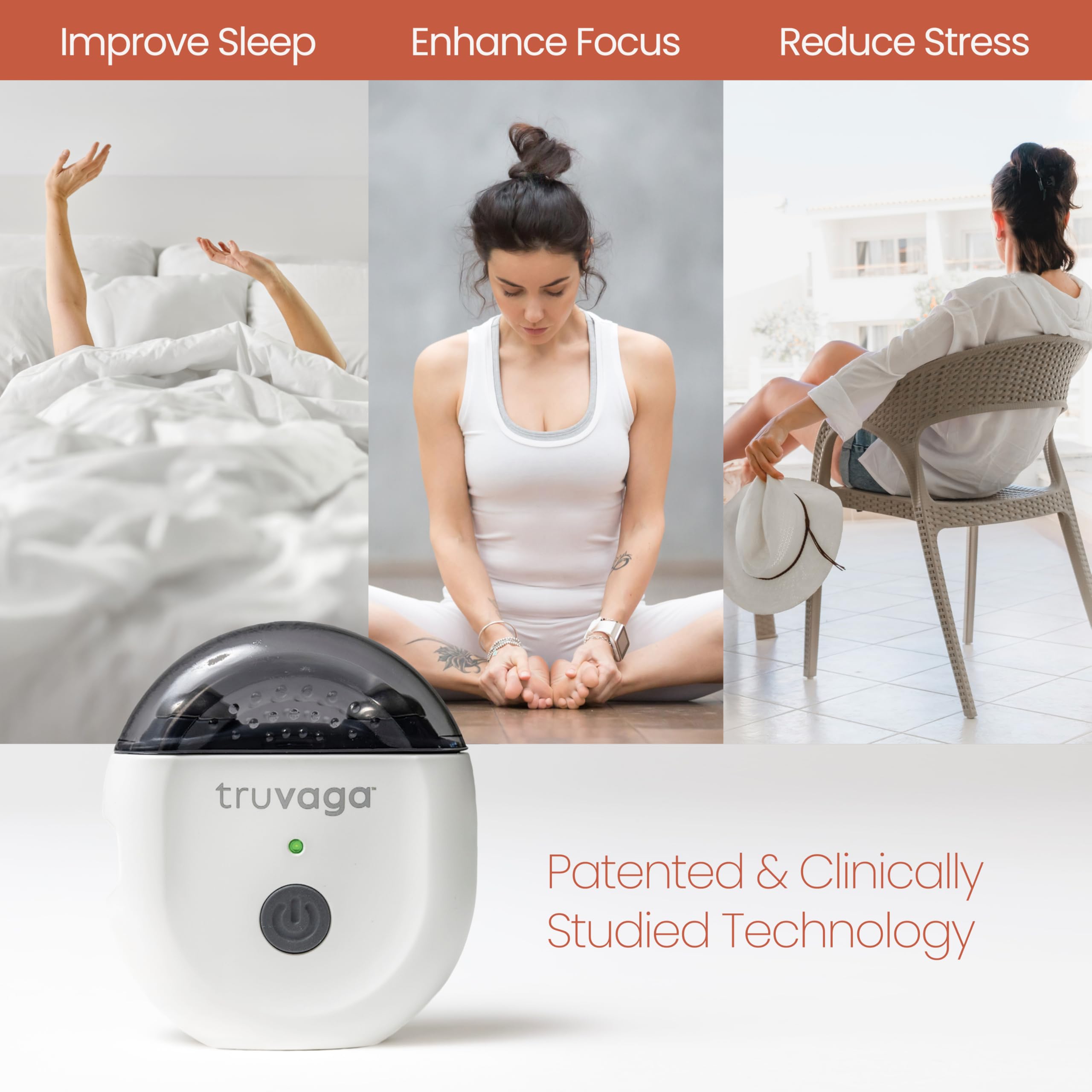 Truvaga Vagus Nerve Stimulator, Truvaga Plus, Made in The USA - Experience Stress Relief, Better Sleep, Calm, and Focus with Dru