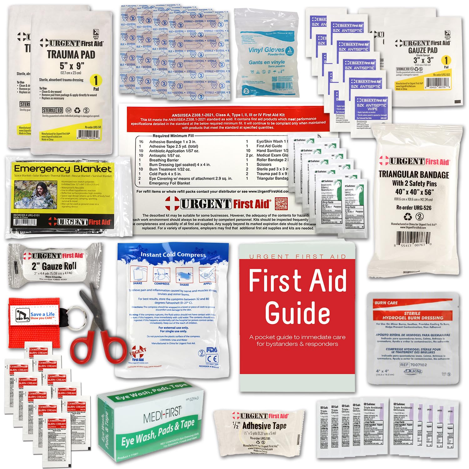 OSHA & ANSI First Aid Kit Refill/Upgrade, 25 Person, 78 Pieces, ANSI 2021 Class A for Office, Business, Home or car Boxes and ca