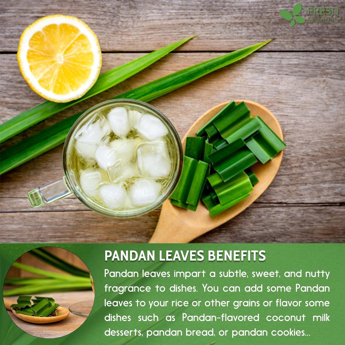 Natural Pandan Leaves Dried, No Additives, No Caffeine, Vegan