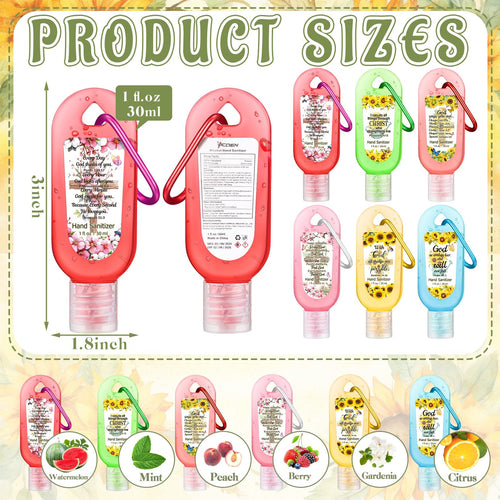 24 Pack Christian Hand Sanitizer Keychains Bible Verse Mini Hand Sanitizer Keychains Bulk Travel Size Christian Gift for Women R