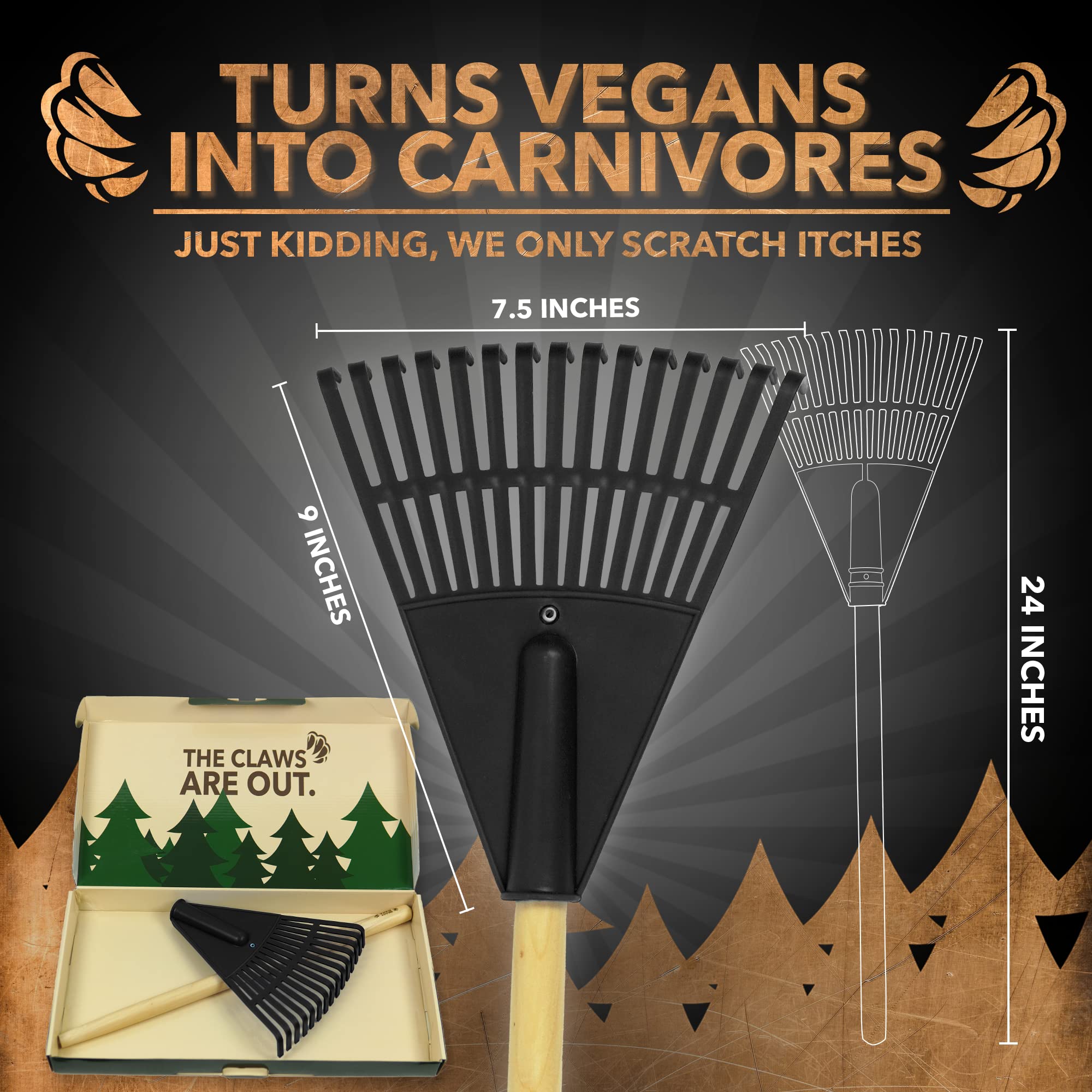 Beast Rake Back Scratcher | Lightweight, Oversized Rake Scratcher | 15 Prongs, Wider Scratching Claw | Anti-Slip Handle | Ergono