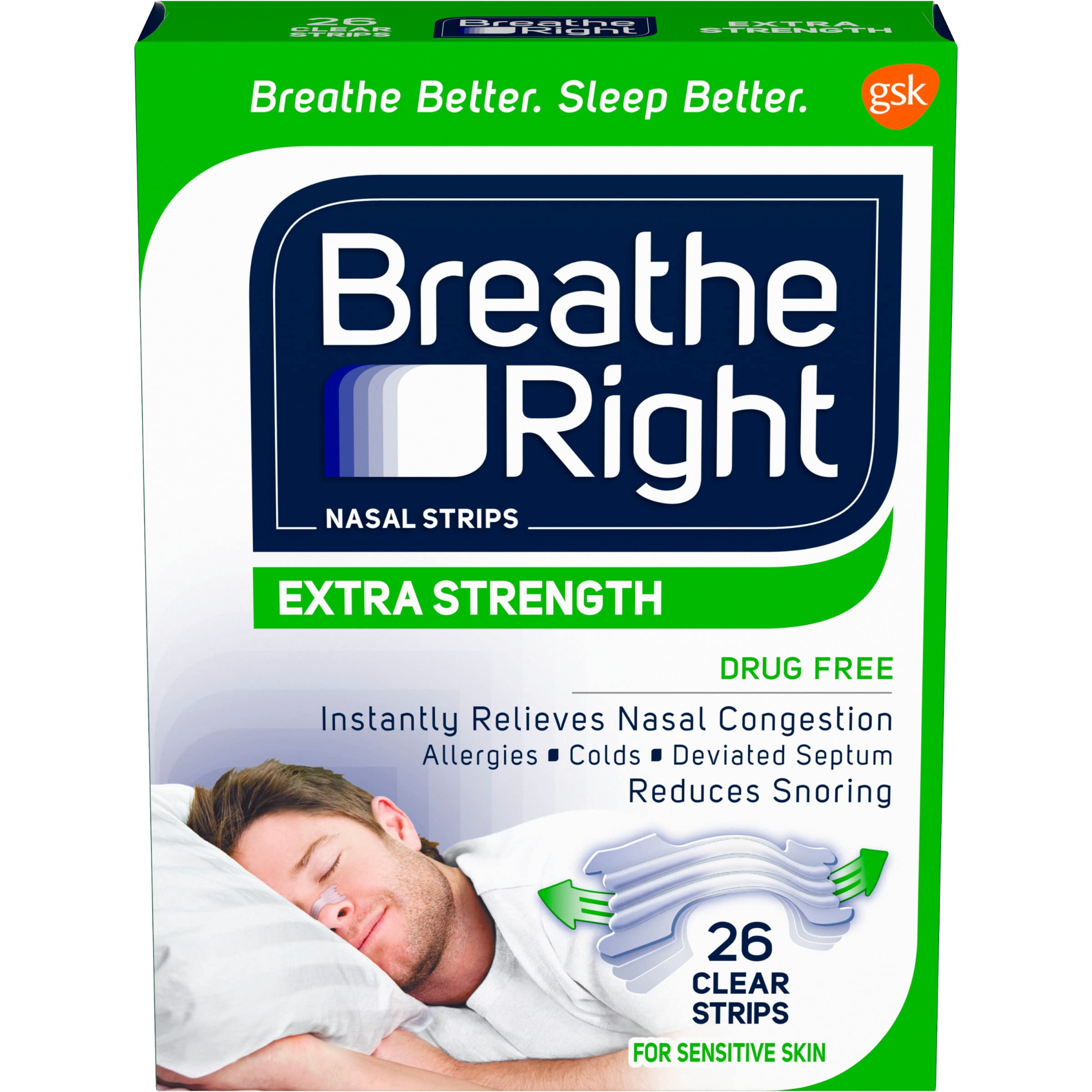 Breathe Right Nasal Strips to Stop Snoring, Extra Clear, 26 Count
