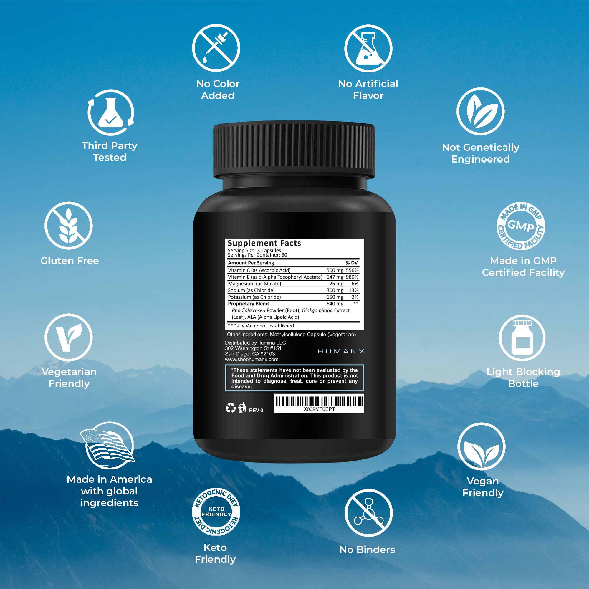 Altitude Assist - Altitude Sickness Prevention - Relief for Mountain Sports (Skiing, Snowboarding, Climbing) - Non GMO, Vegan, K