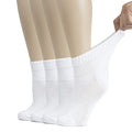 Hugh Ugoli Women's Cotton Diabetic Ankle Socks, Wide, Thin, Loose Fit and Stretchy, Seamless Toe & Non Binding Top, 4 Pairs, Whi