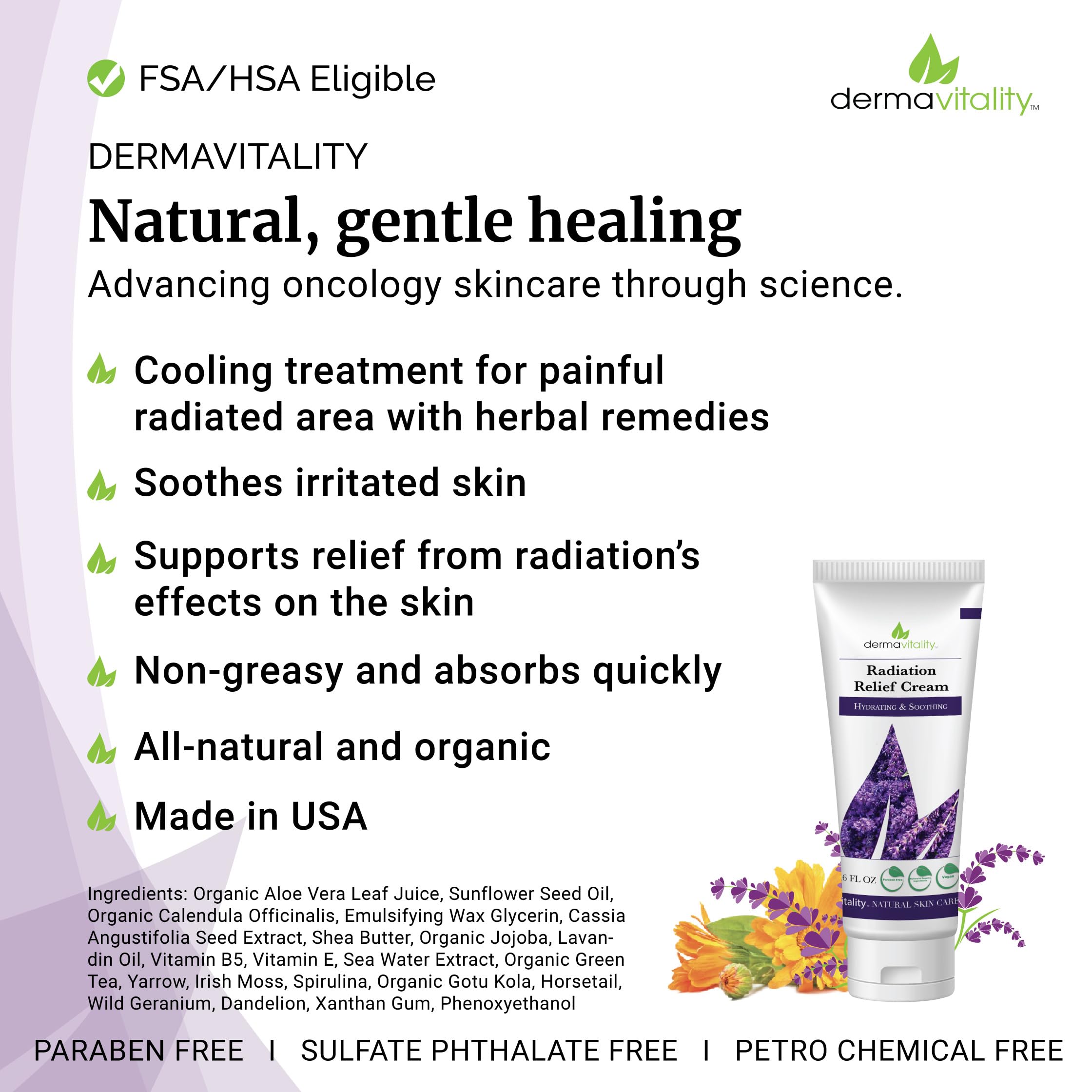 UltimateVitality Radiation Burn Relief Cream - Calendula Cream for Radiation Patients, Natural, Organic, Paraben, Pthalate Free