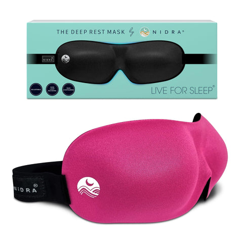 Nidra Sleep Mask, Contoured Blackout Sleeping Mask, for Men & Women - Standard Size, Pink