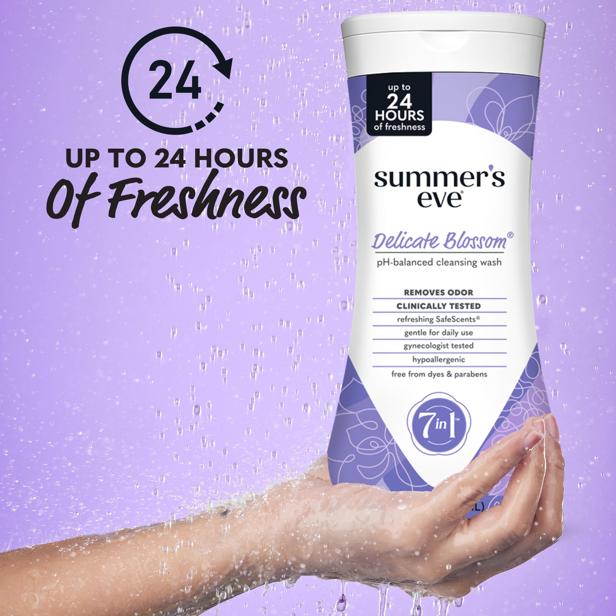 Summer's Eve Delicate Blossom Daily Refreshing All Over Feminine Body Wash, Removes Odor, Feminine Wash pH Balanced, 15 fl oz, 3