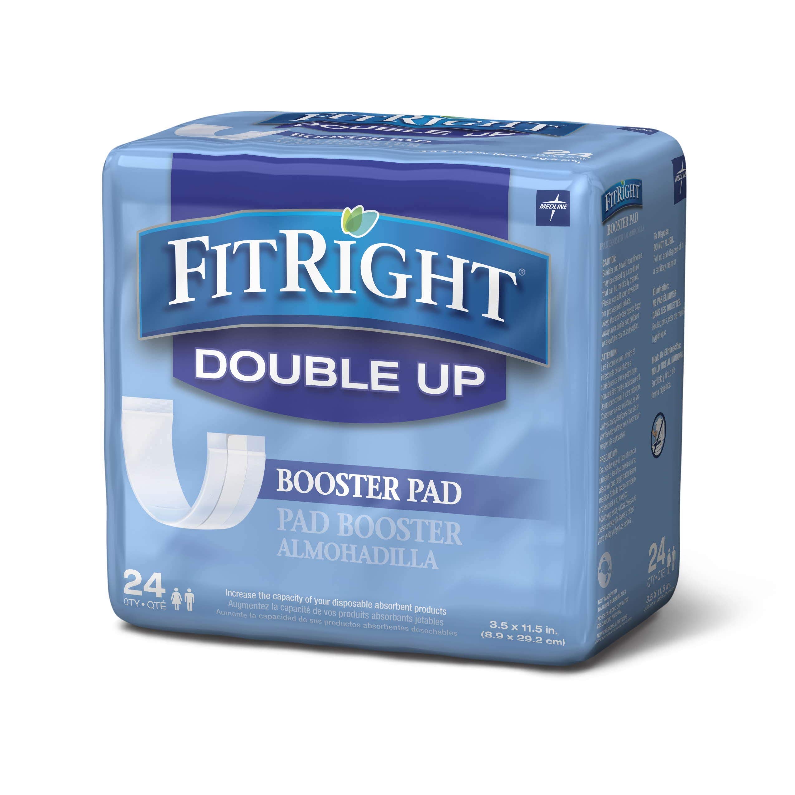 Medline Double-Up Incontinence Liners, 24 Count (Pack of 8)