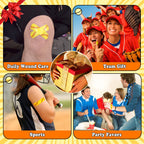 120 Pcs Softball First Aid Waterproof Bandages for Kids Adults, Fabric Adhesive Finger Bandages Travel Bandaids for Family, Fun