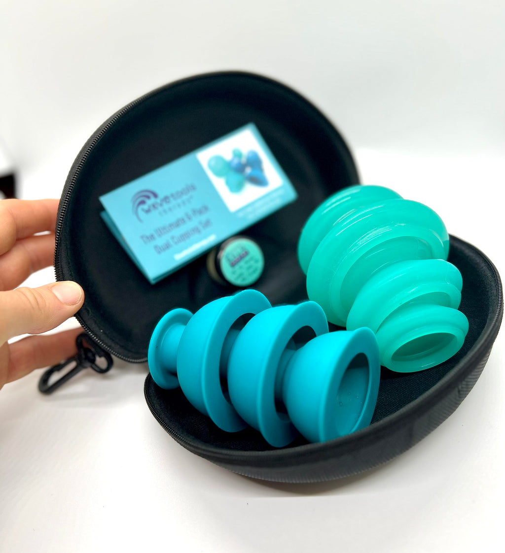 The Ultimate 6 pack mixed cupping therapy set: 2 styles of silicone sport cups with case. Ideal for athletic recovery, trigger p