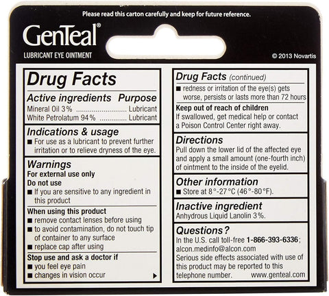 Genteal Tears Night-Time Ointment 3.5g Clear 0.12 Fl Oz (Pack of 2)