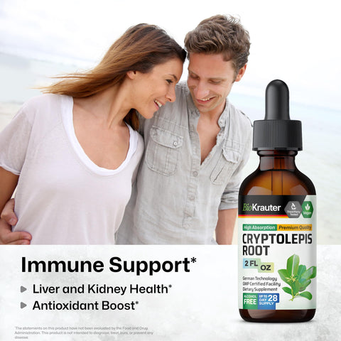 BIO KRAUTER Cryptolepis Sanguinolenta Extract - Vegan Cryptolepis Tincture for Immune Support - Alcohol & Sugar Free - 2 Fl.Oz.