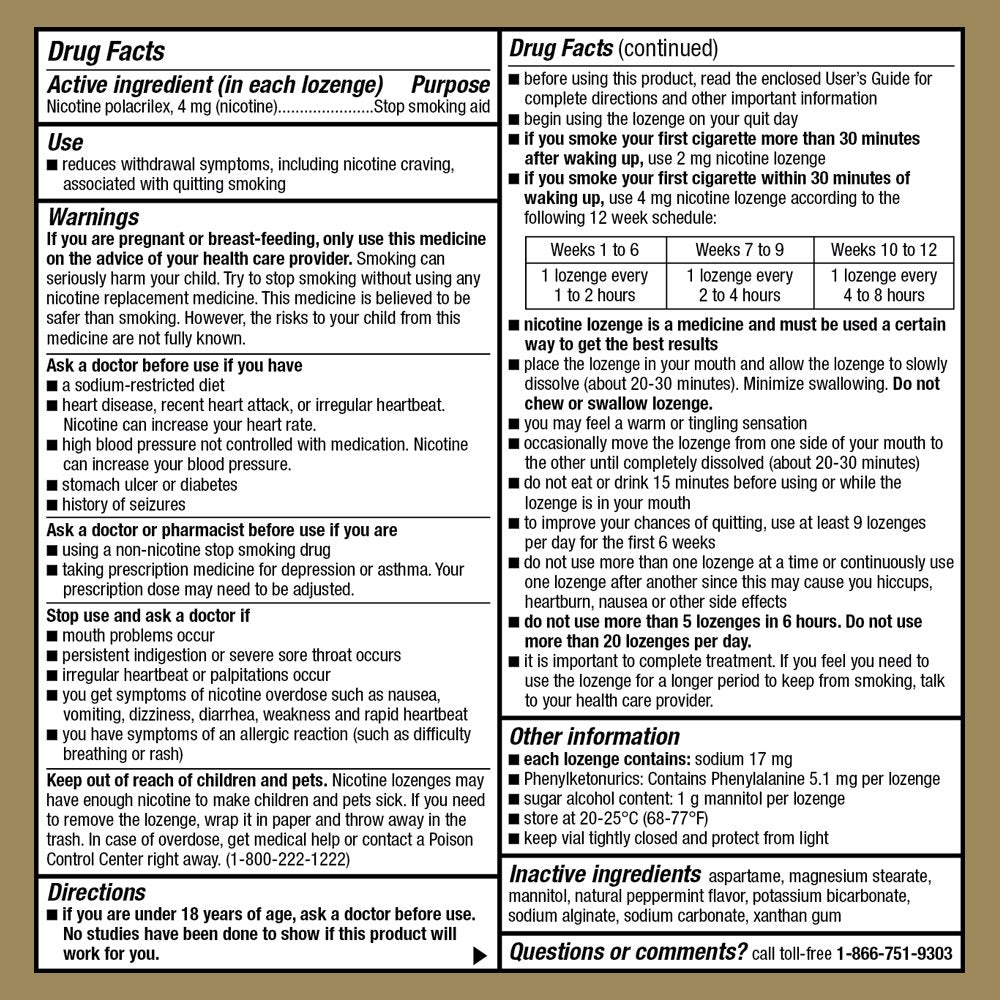 GoodSense Nicotine Polacrilex Lozenge 4 mg (nicotine), Mint Flavor, Stop Smoking Aid; quit smoking with nicotine lozenge, 72 Cou