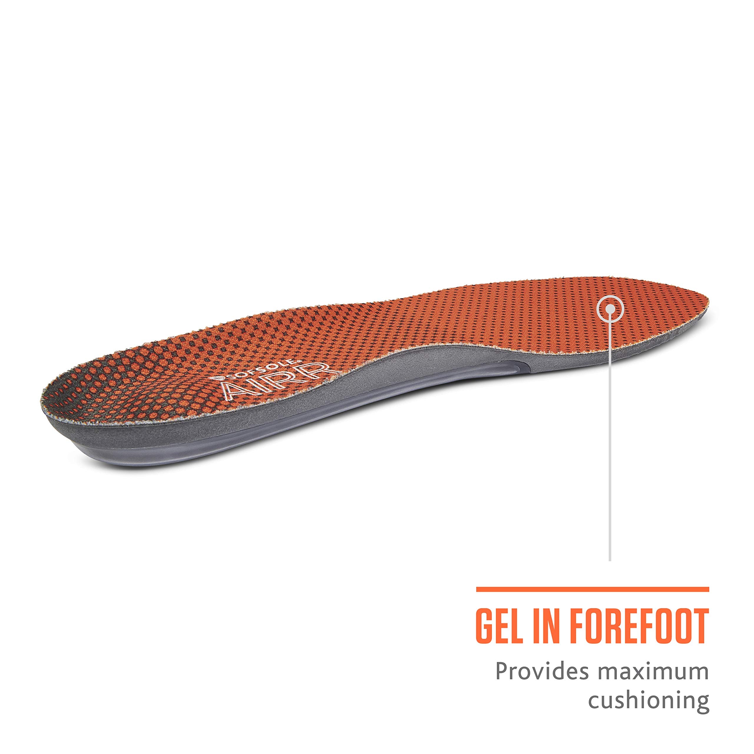 Sof Sole mens Airr Performance Full-length Insole, Orange, Men s 7-8.5 US