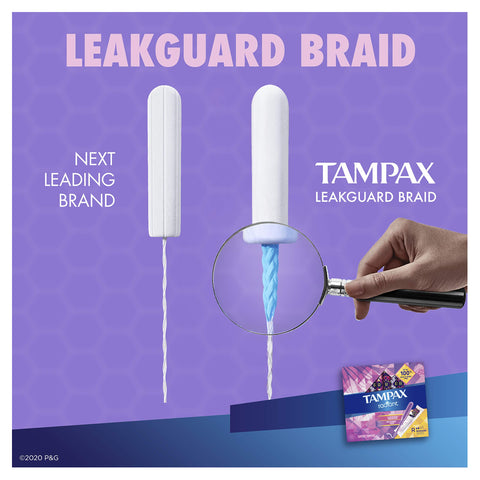 Tampax Radiant Plastic Tampons, Regular Absorbency, Unscented, 28 Count (Pack of 4) (112 Count Total) (Packaging May Vary)