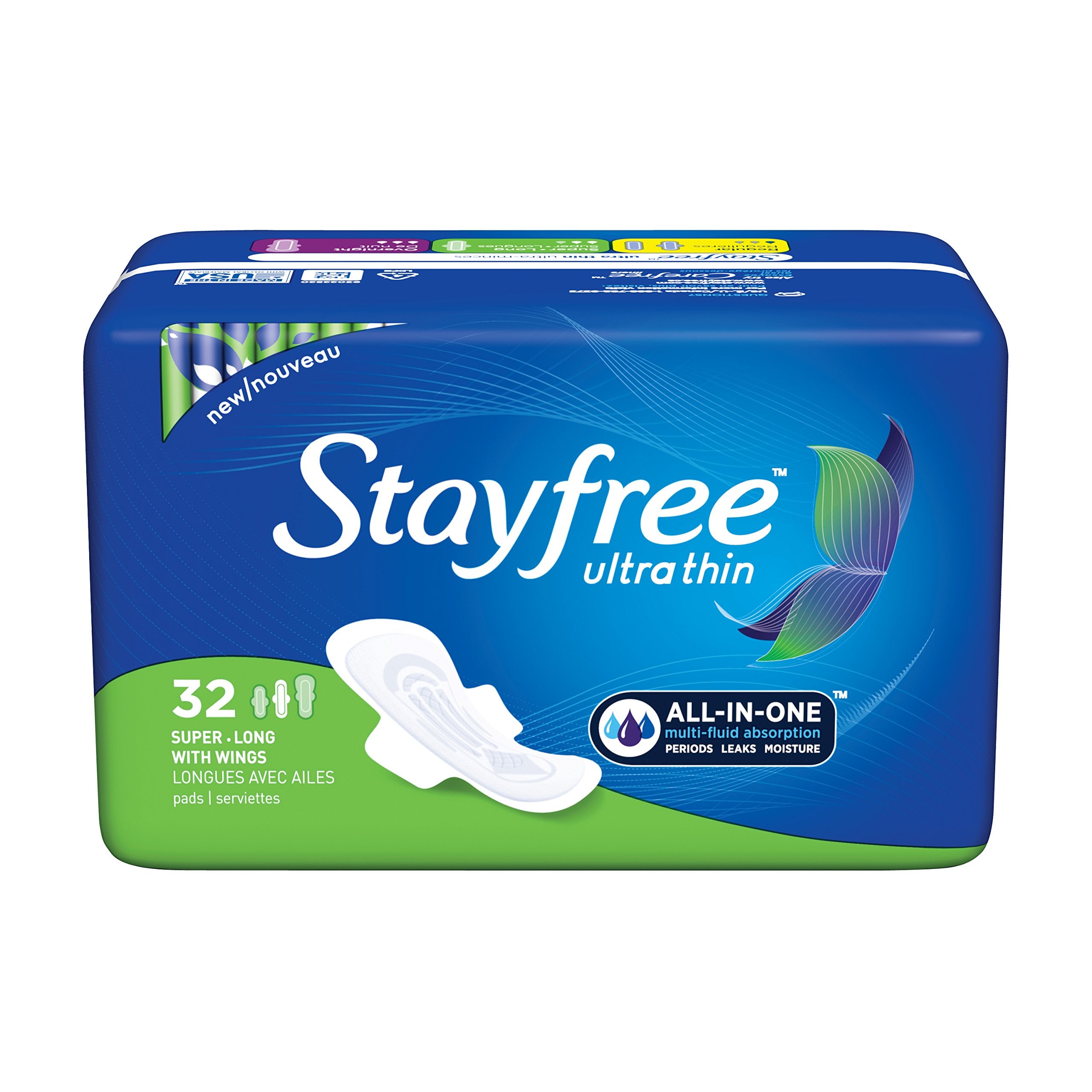 Stayfree Ultra Thin Super Long Pads with Wings For Women, Reliable Protection and Absorbency of Feminine Moisture, Leaks and Per