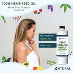 Zatural Hemp Oil Naturally Grown 455,000mg 100% Pure Cold Pressed High Vegan Omegas 3 & 6 No Fillers or Additives Therapeutic Gr