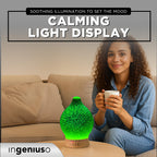 Aromatherapy Essential Oil Diffuser for Therapeutic Oils, w/ 3D Glass Vase | Cool Mist Difusor for Bedroom | LED Color Light Dis