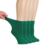 Hugh Ugoli Women Diabetic Ankle Socks, Super Soft & Thin Bamboo Socks, Wide & Loose, Non-Binding Top & Seamless Toe, 4 Pairs, Ch