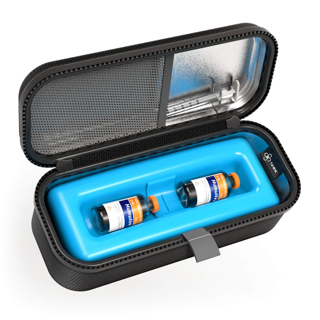 SHBC Medical Cooler Insulin Vial Carrying Travel Case Protector for Diabetic with One Ice Pack Black
