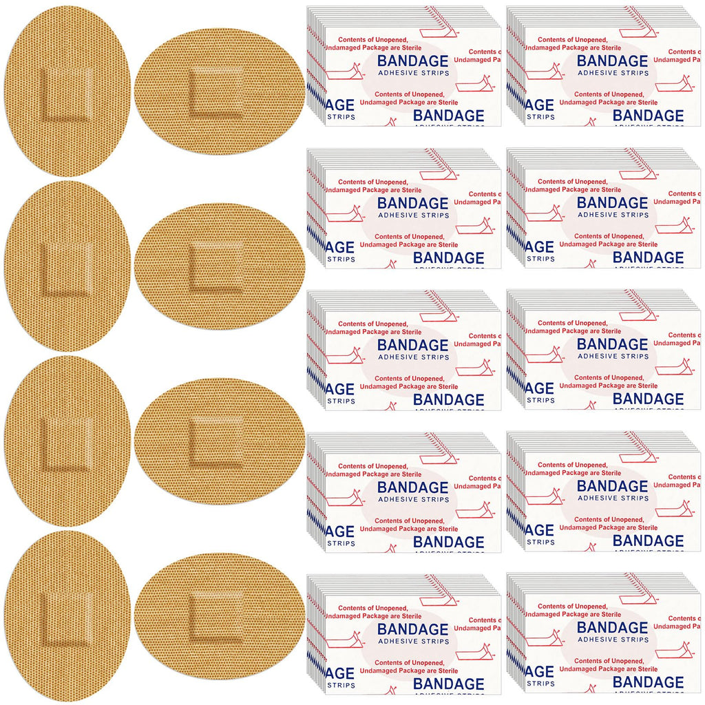 Funtery 200 Pcs 1 x 1 1/4 Adhesive Spot Bandage Round Fabric Adhesive Circular Small Face Bandages with Non Stick Pad Latex 