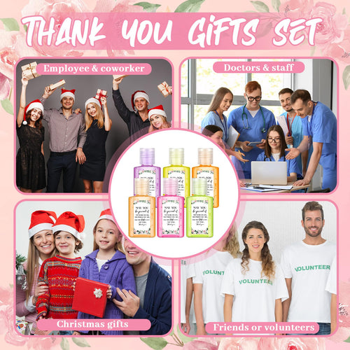 Frienda 24 Sets Thank You Hand Sanitizer Gift Set Graduation Gifts Mini Travel Size Hand Sanitizers with Organza Bags Tags for M