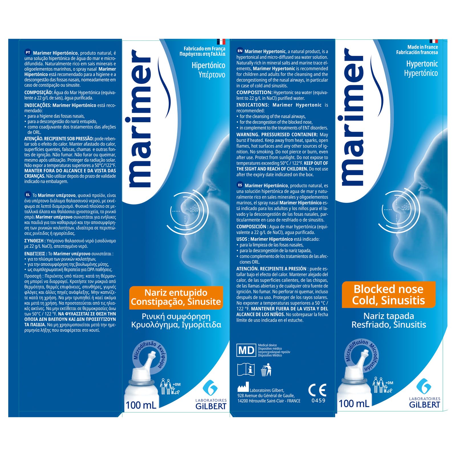 Marimer Hypertonic Saline Nasal Spray All Natural Seawater (3 Packs),Sinus Rinse & Sinus Allergy Symptom Reliever 3.38 FL OZ (10