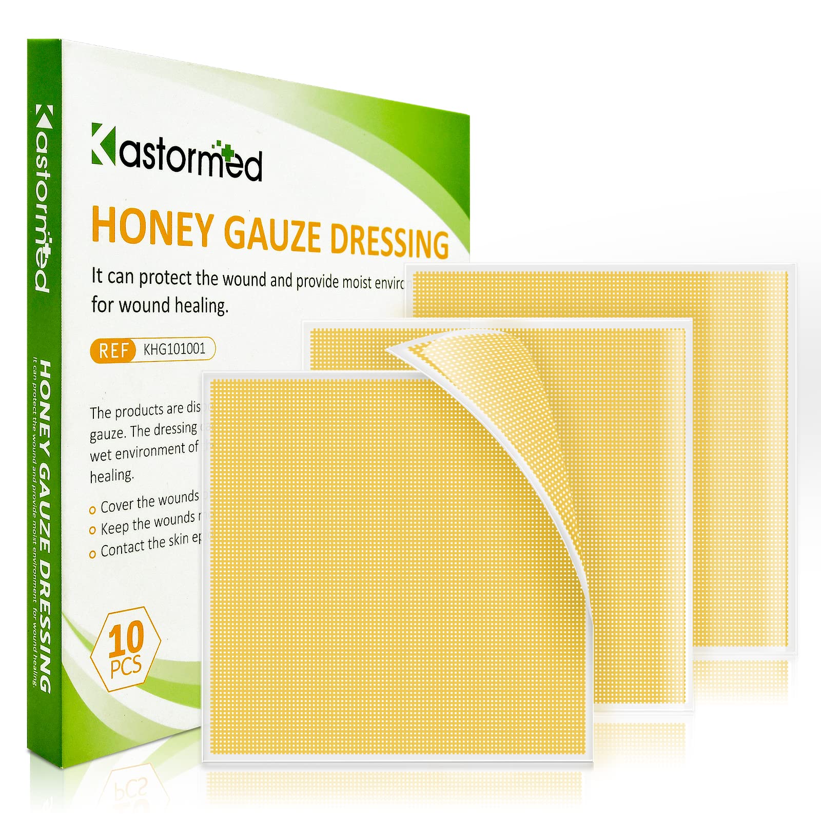 Kastormed Honey Gauze Dressing, Manuka Honey Wound Care, Medical Grade Honey Patches for Faster Wound Care, Burn Dressing, Steri