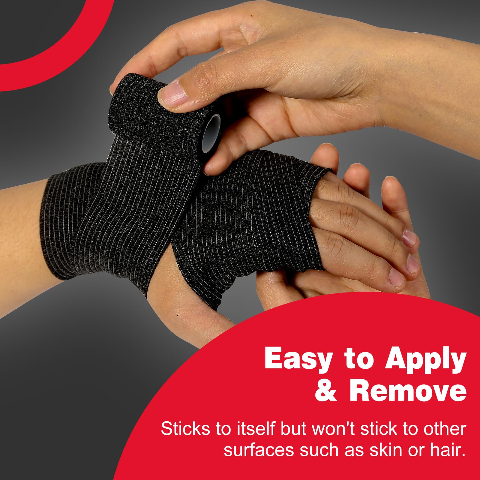 AZEN 80 Pack Self Adhesive Bandage Wrap Black, 2 X 5 Yards Black Athletic Tape, Vet Wrap, Tattoo Grip Tape Wrap,Ankle Tape, Cohe