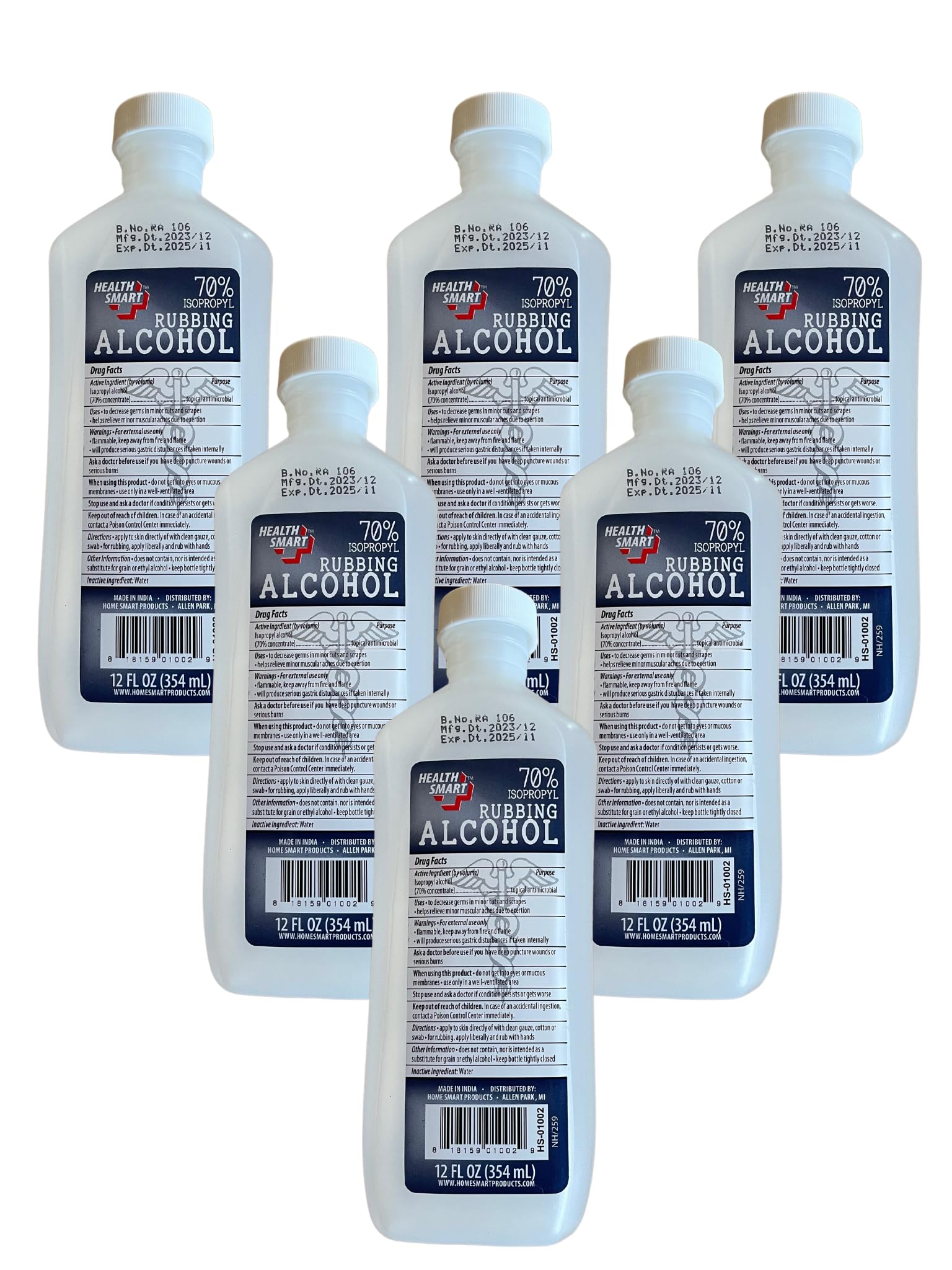 Generic Isopropyl Alcohol 70% Antiseptic and Cleaner (6 12oz Bottles), Clear