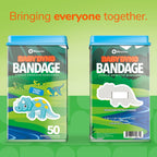 BioSwiss Bandages, Baby Dino Shaped Self Adhesive Bandage, Latex Free Sterile Wound Care, 50 Count