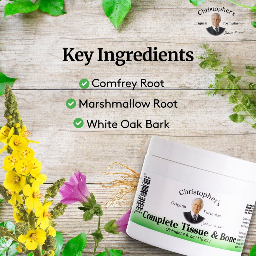 Christophers Original Formulas Complete Tissue & Bone Ointment, Herbal Topical for Muscle & Joint Support, 4 fl oz