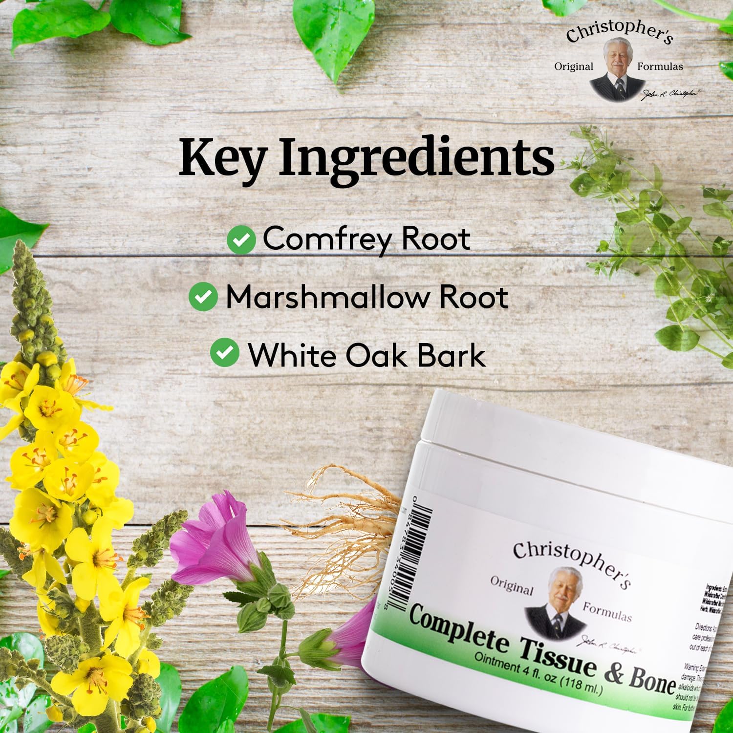 Christophers Original Formulas Complete Tissue & Bone Ointment, Herbal Topical for Muscle & Joint Support, 4 fl oz