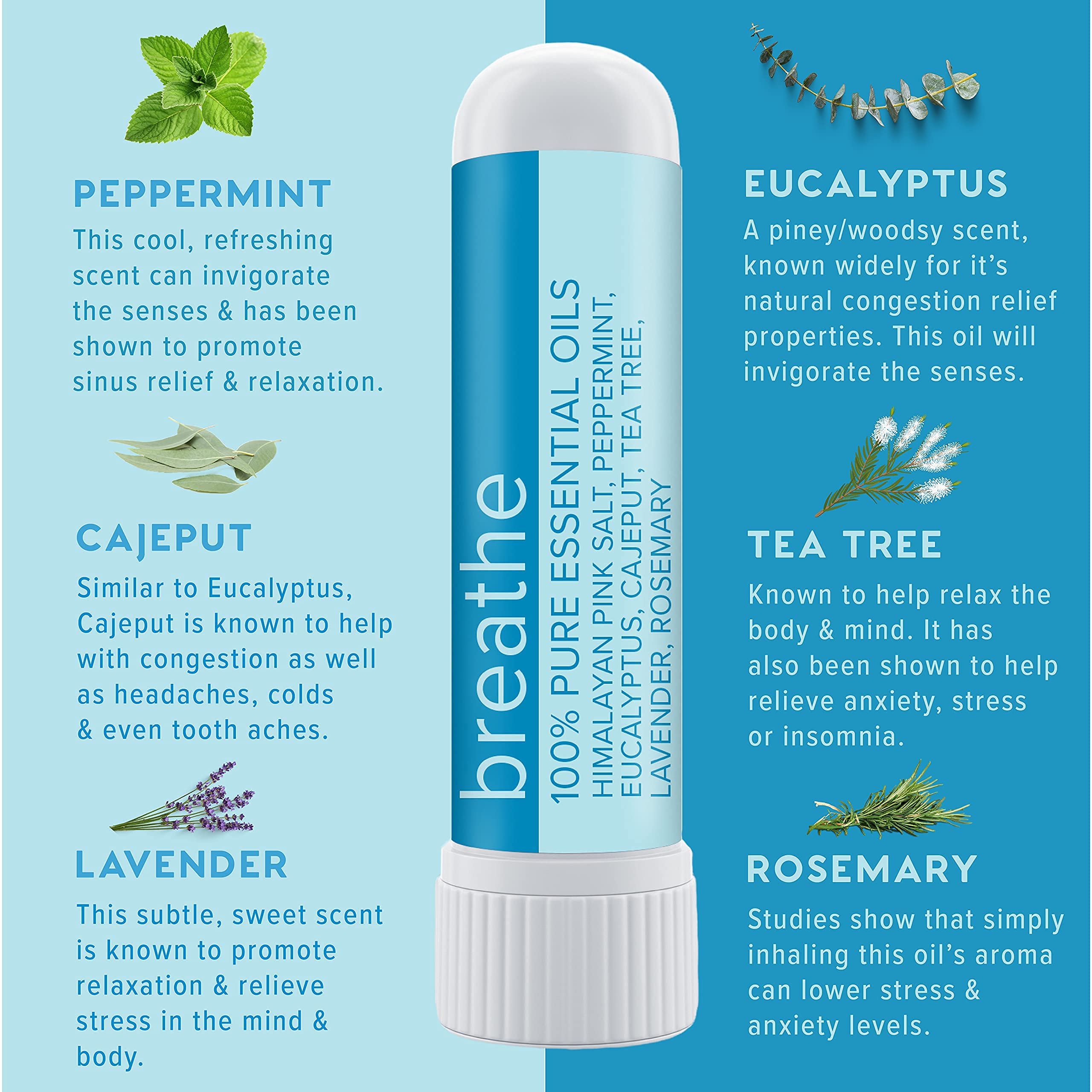 MOXE Breathe | Himalayan Salt Inhaler | Help Clear Congestion, Boost Focus and Improve Breathing | Natural Aromatherapy | Pepper