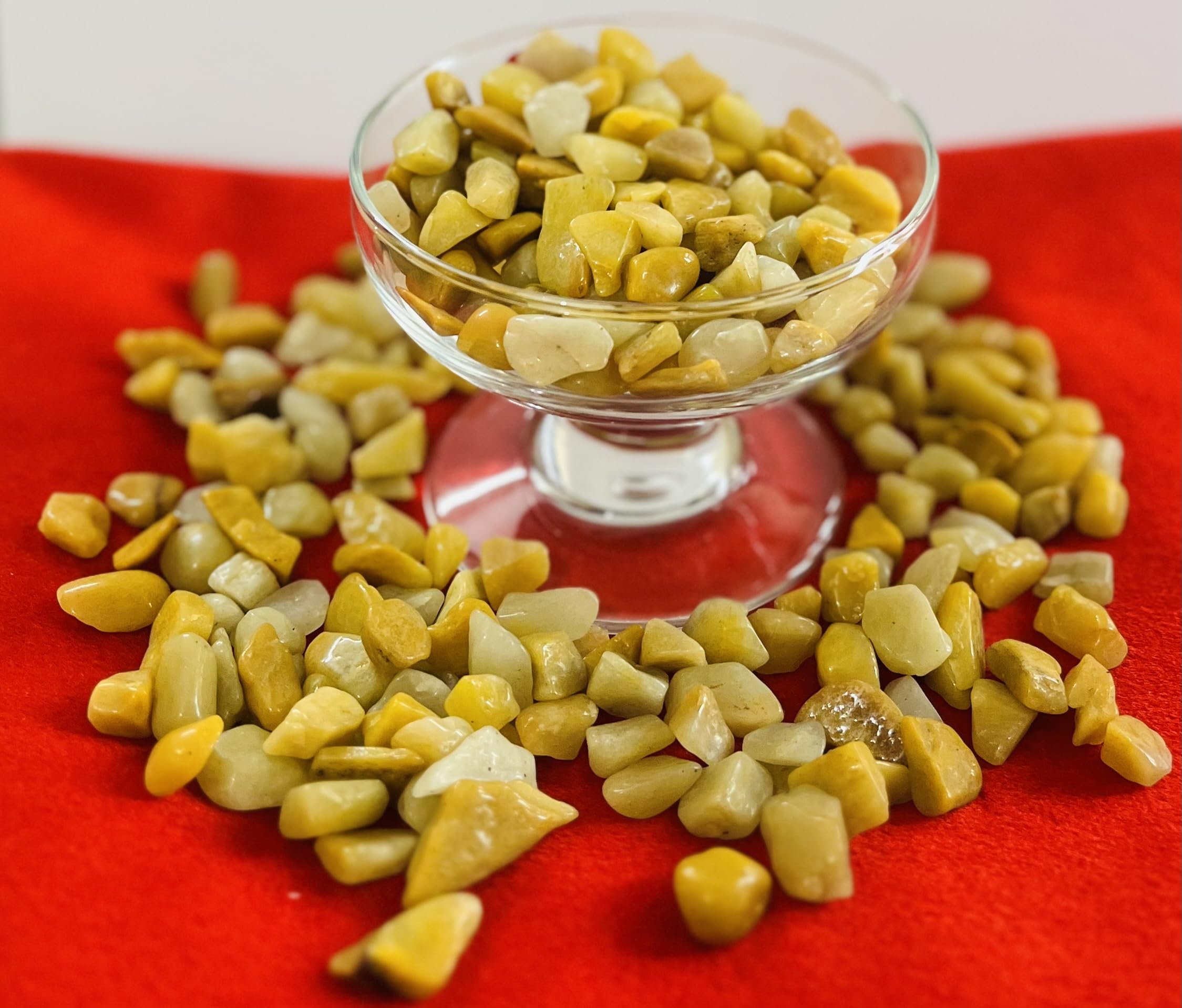 Indian Consigners Natural Crushed Polished Tumbled Gem Stone Chips, Decoration & Healing Crystals(Yellow Aventurine)