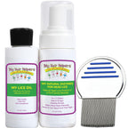 My Hair Helpers Head Lice Solution Kit with Lice Comb, Dimethicone Oil, and Mousse, Easy at Home Use, for 1-2 Kids