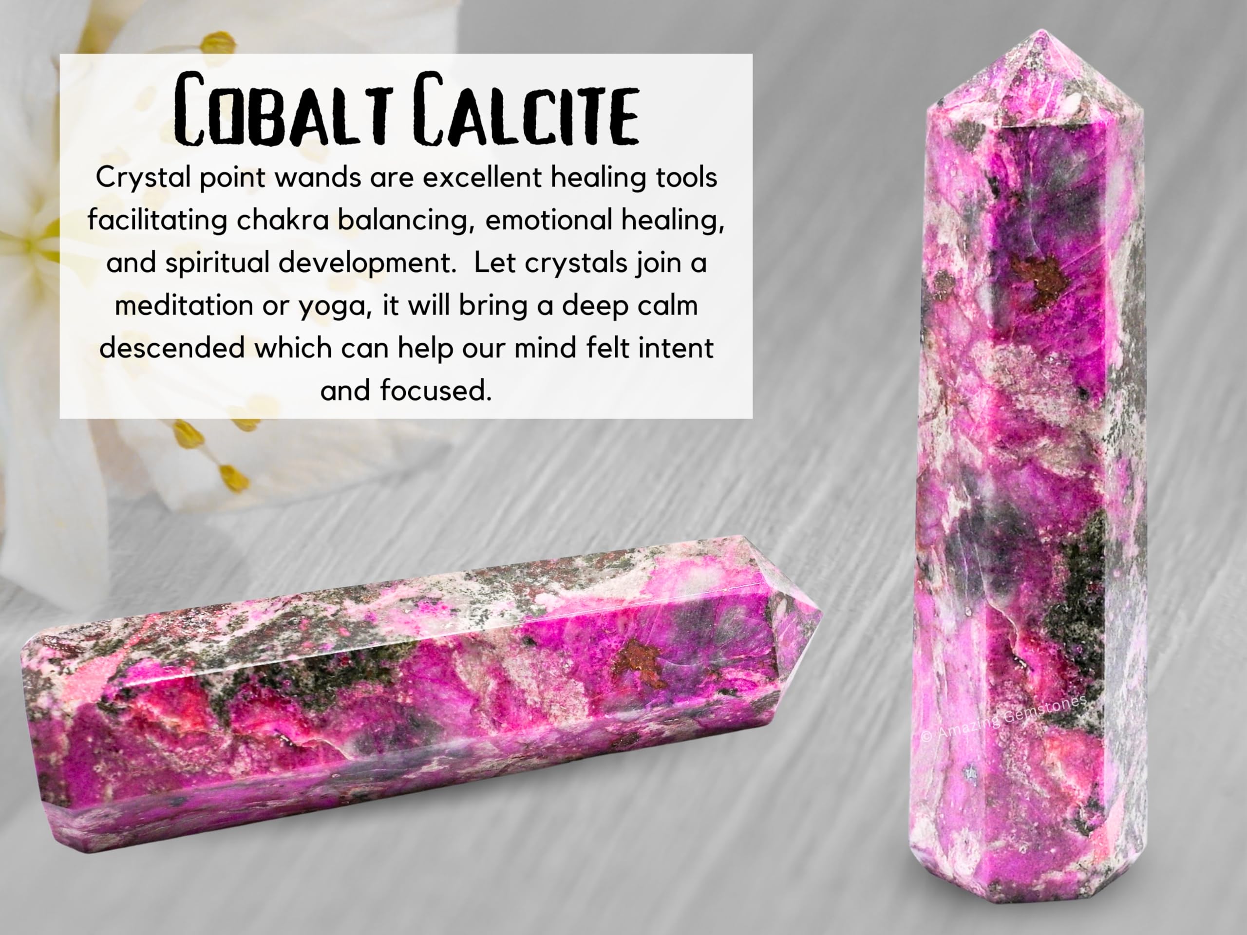 Large Cobalt Calcite Crystal Towers ~ Natural Healing Crystal Point Obelisk for Reiki Healing and Crystal Grid (5.5'' to 6'' INC