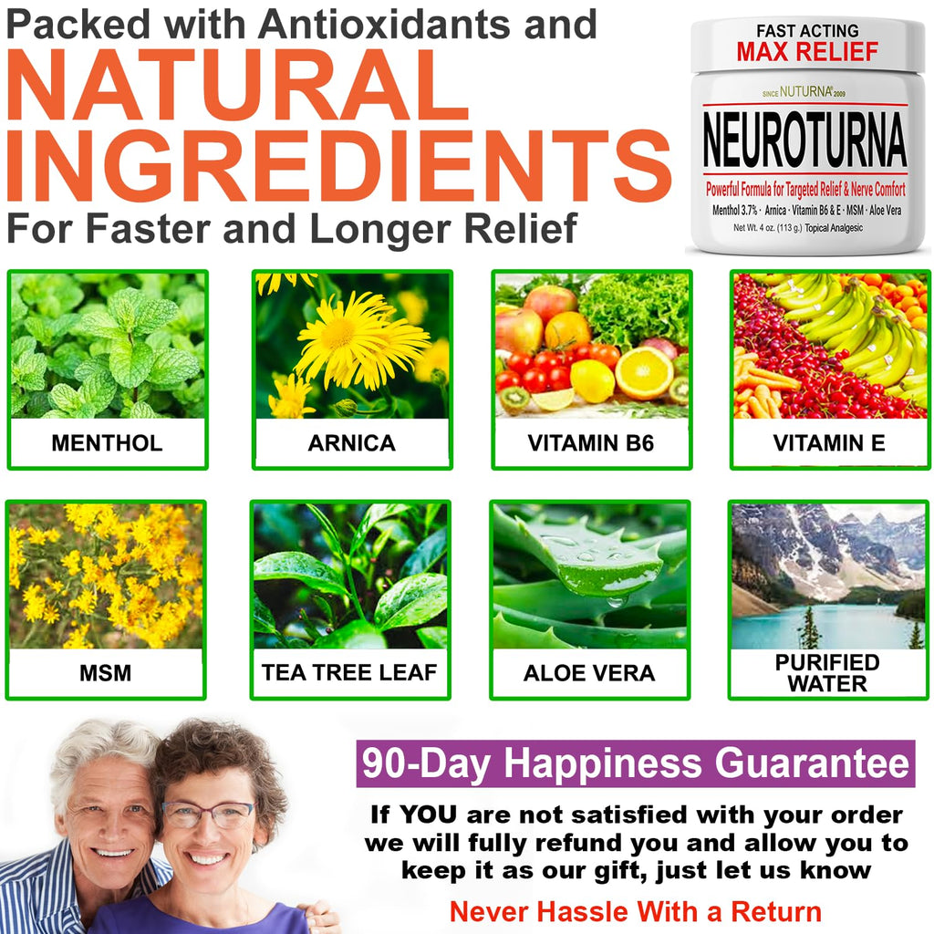 Neuropathy Nerve Relief Cream - Fast Acting Max Relief for Feet Hands Legs Toes Back - Ultra Strength Menthol Arnica Aloe Vera M
