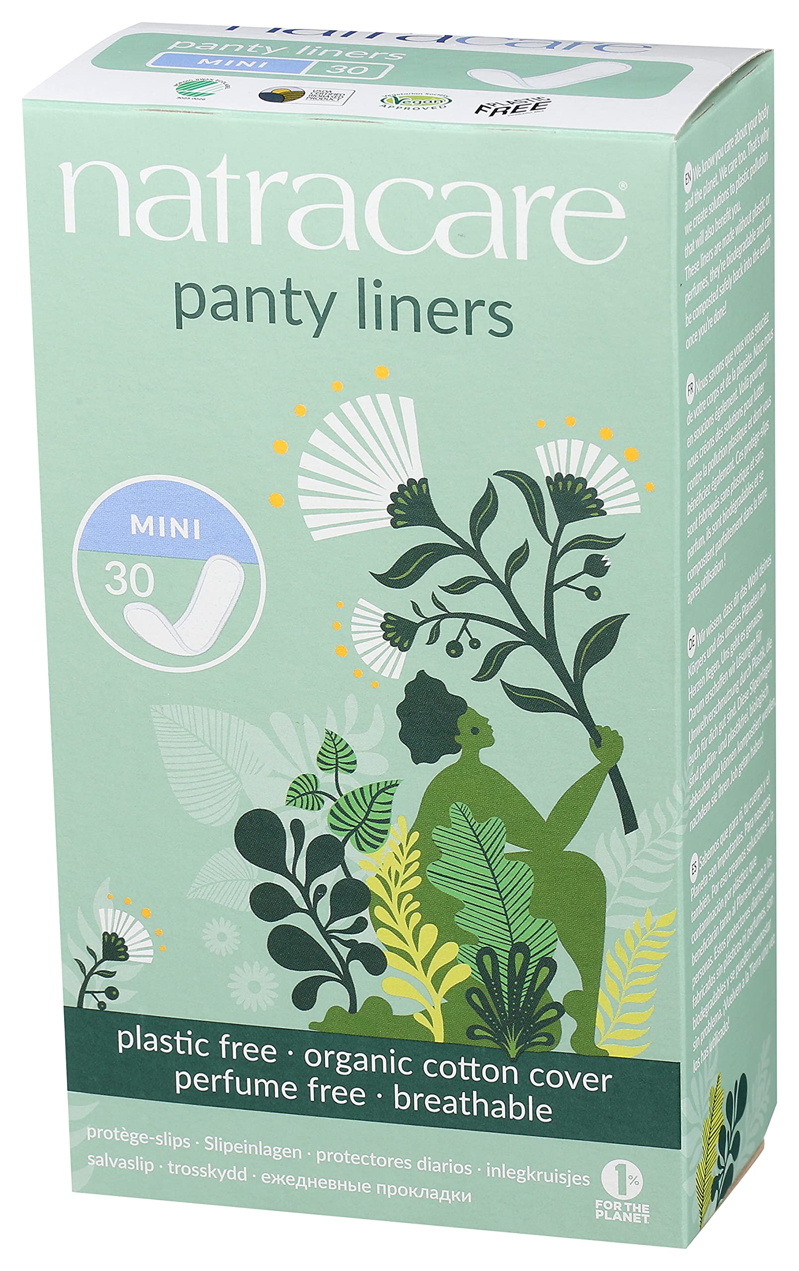 NATRACARE Mini Pant Liners, Unscented, (Pack of 30)