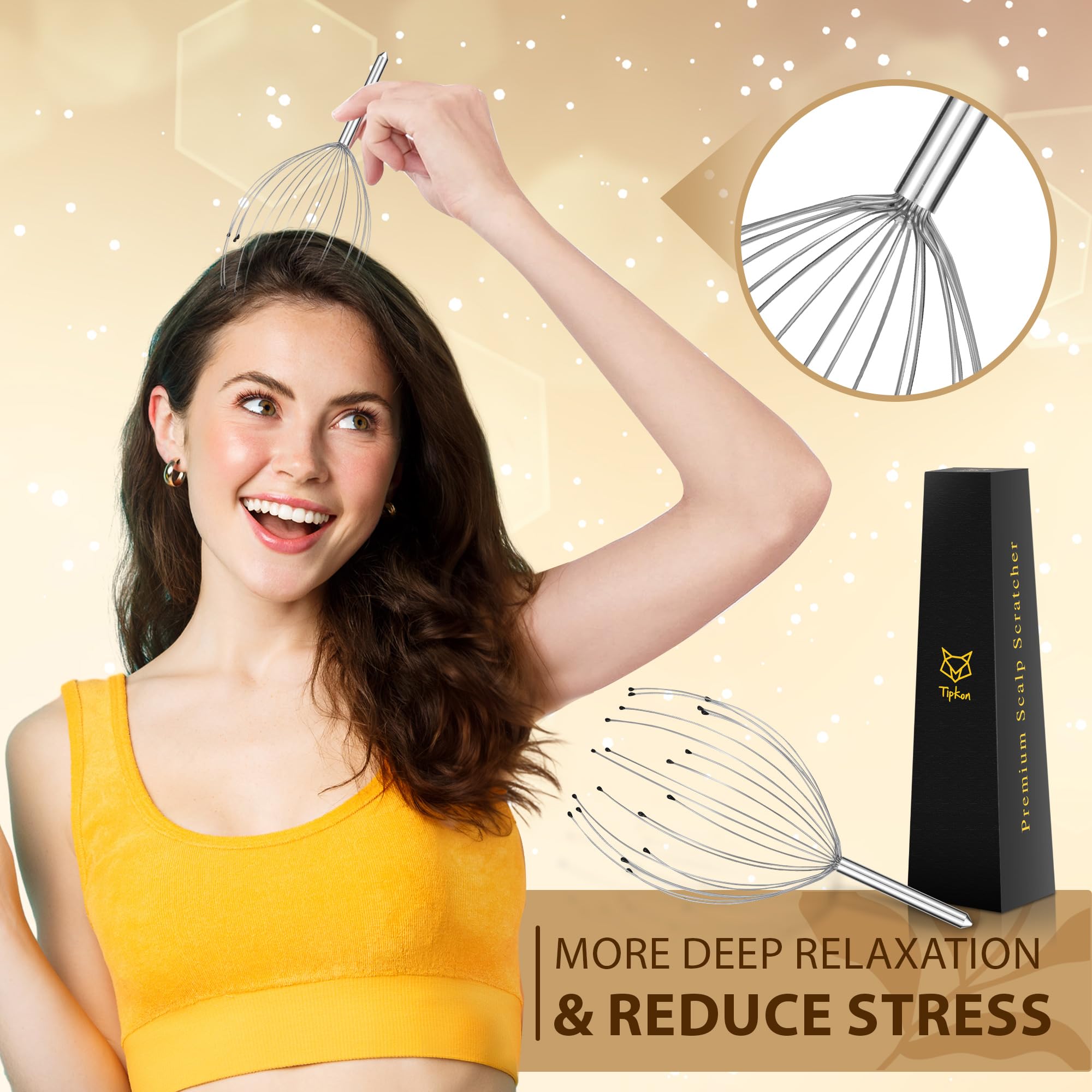 TIPKON Head Massager 20 Fingers Scalp Massager Head Scratcher, Back Massage Back Scratcher, Stocking Stuffers for Scalp and Body