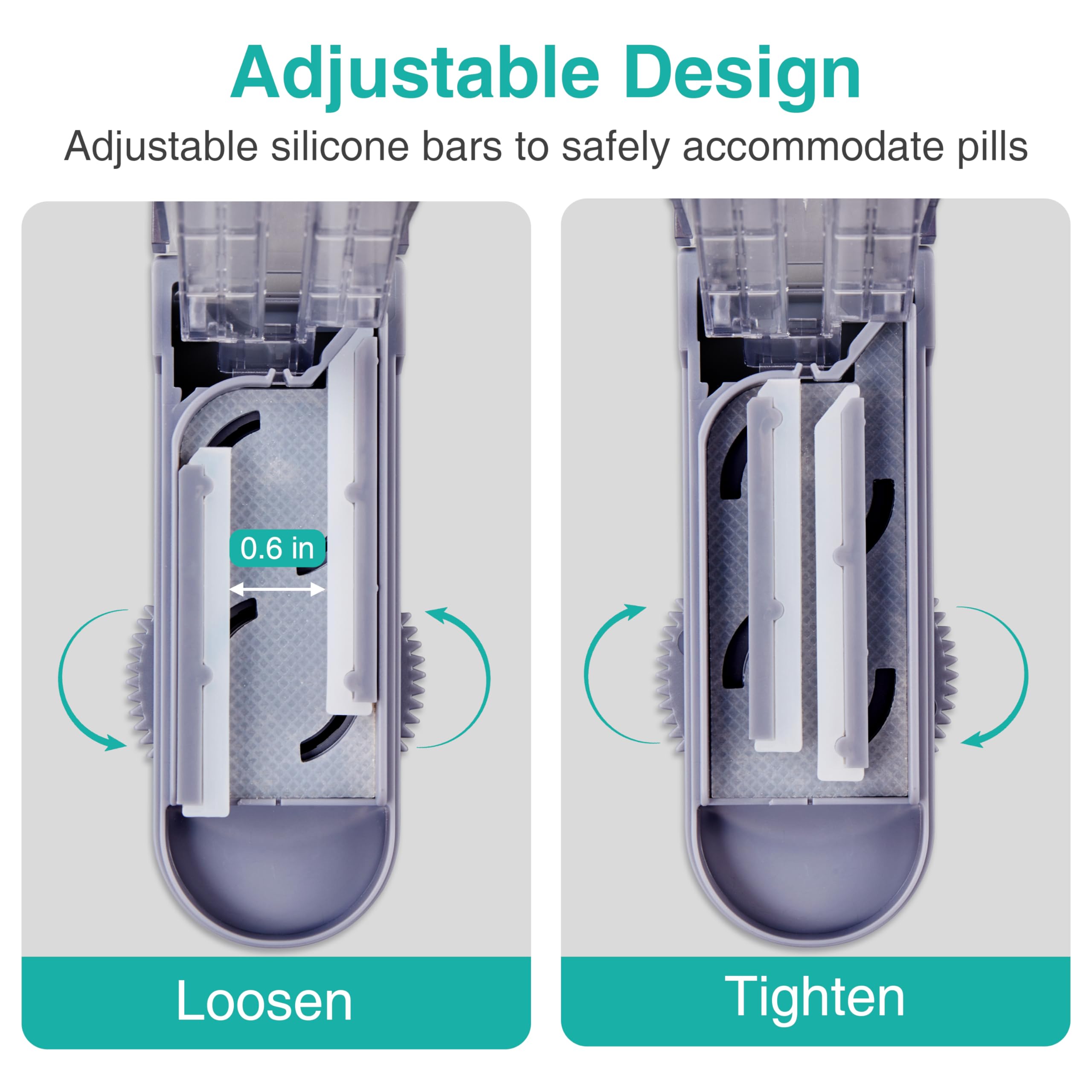 Fullicon Multiple Pill Cutter - Adjustable for Small Pills With Accurate Alignment, Stainless Steel Cutting Blade & Guard, Split