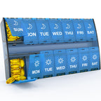 XL Large Weekly Pill Organizer 2 Times A Day, Hinged Lids Daily Vitamin Pill Box Holder Am Pm, Big Pill Container 7 Day, Medicat