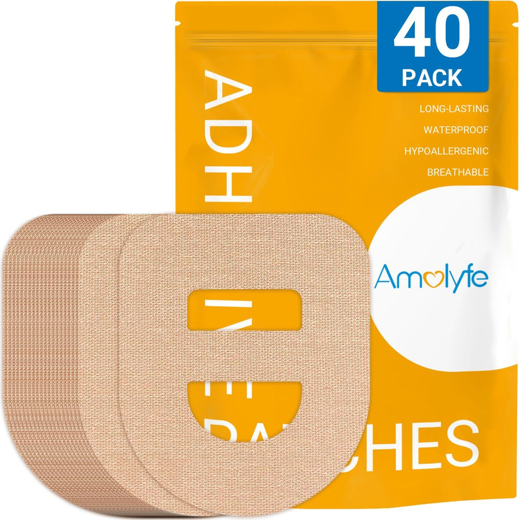 40 Pack Omnipod 5 Overpatches, Amolyfe Omnipod 5 Adhesive Patches Waterproof with Stretchable Strap, Optimized Split Backing for