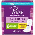Poise Daily Liners, Incontinence Panty Liners, 2 Drop Very Light Absorbency, Regular Length, 48 Count of Pantiliners, Packaging 